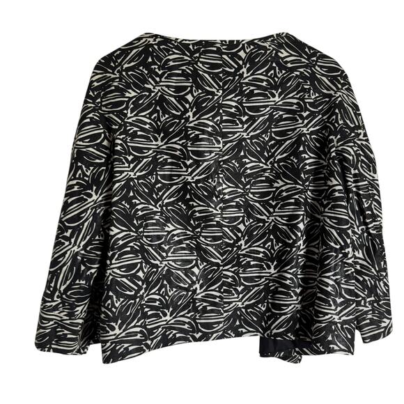 Lafayette 148 New York Black White Linen Printed 3/4 Sleeve Jacket Size 12 - Picture 8 of 9